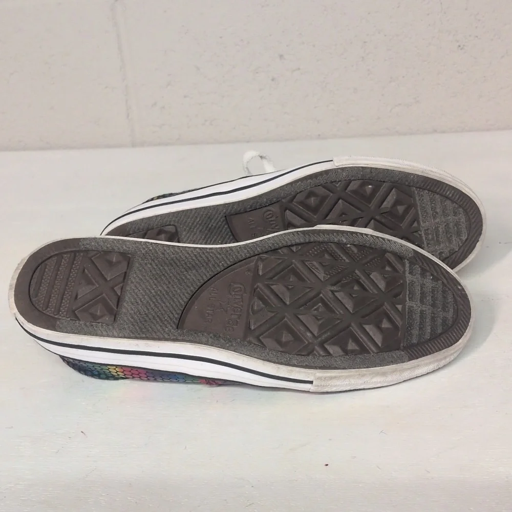 Converse All Star Kids Rainbow Metallic Polka Dot Low Top Sneakers Size 2